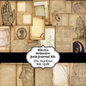Witch's Grimoire Junk Journal Kit | 25 Page Pack | DIGITAL Download Printable | Scrapbook | Ephemera | Embellishment | Collage | Occult