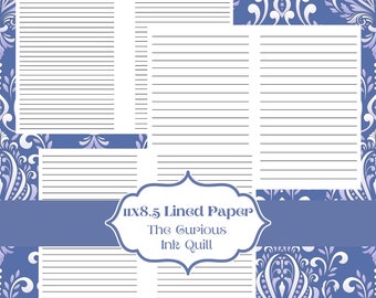 Landscape 11x8.5 Lined Paper | DIGITAL Download Printable | Blank | Journal | Planner | Scrapbook