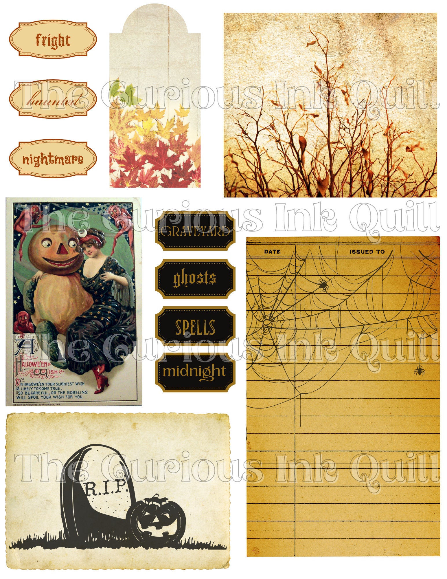 Vintage Halloween Printable Ephemera | 20 Page Pack | DIGITAL Download ...