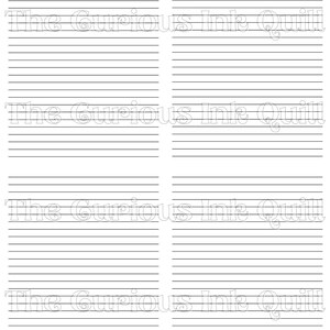 May include: Four lined pages with the text "The Curious Ink Quill" repeated across the top of each page. The pages have horizontal black lines for writing or journaling.