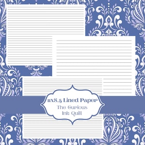 Querformat 11x8,5 Liniertes Papier | DIGITALER Download Printable | Rohling | Tagebuch | Kalender | Sammelalbum