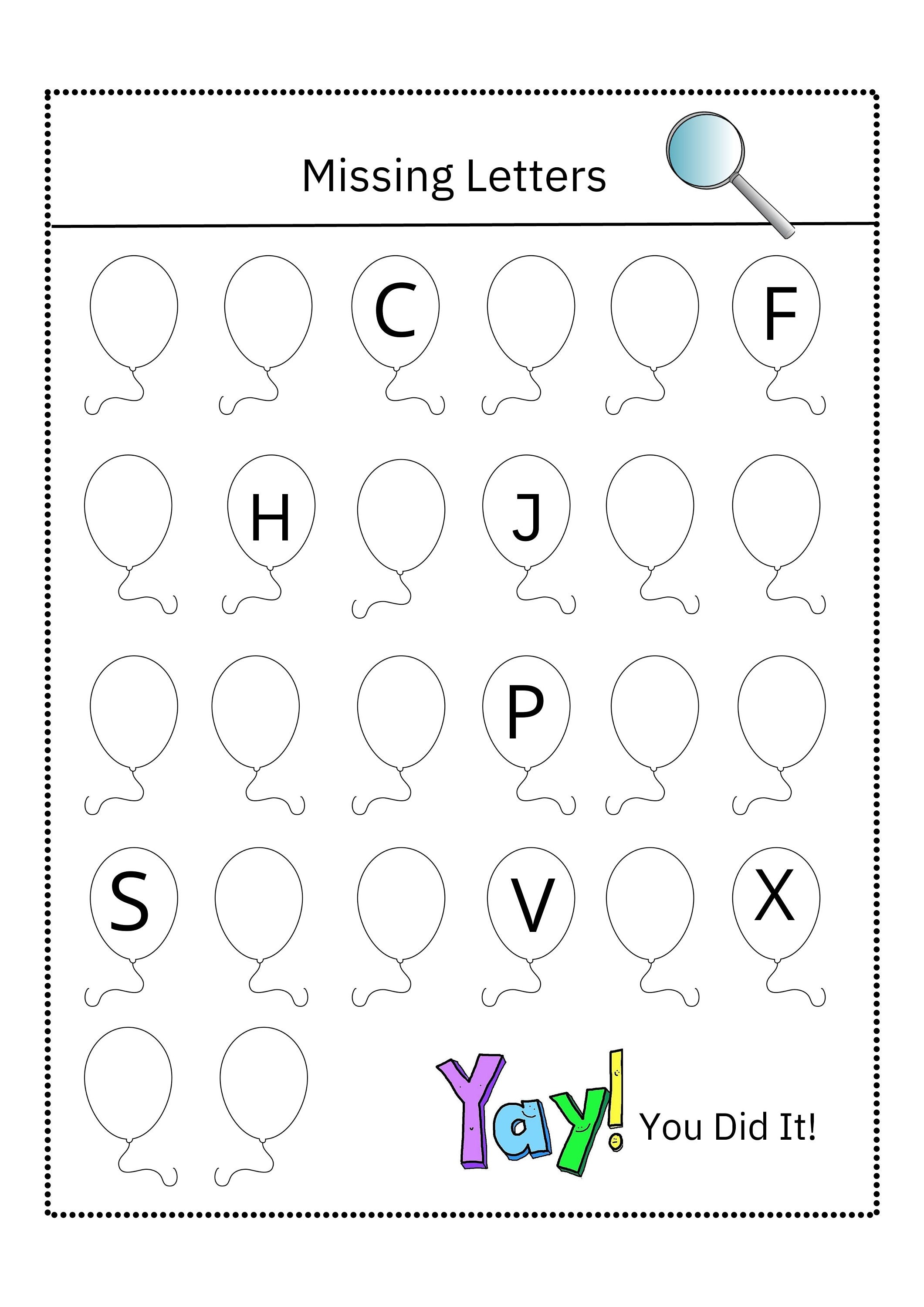 Missing Letter Worksheets, Activity Pages, Alphabet Letters Printables
