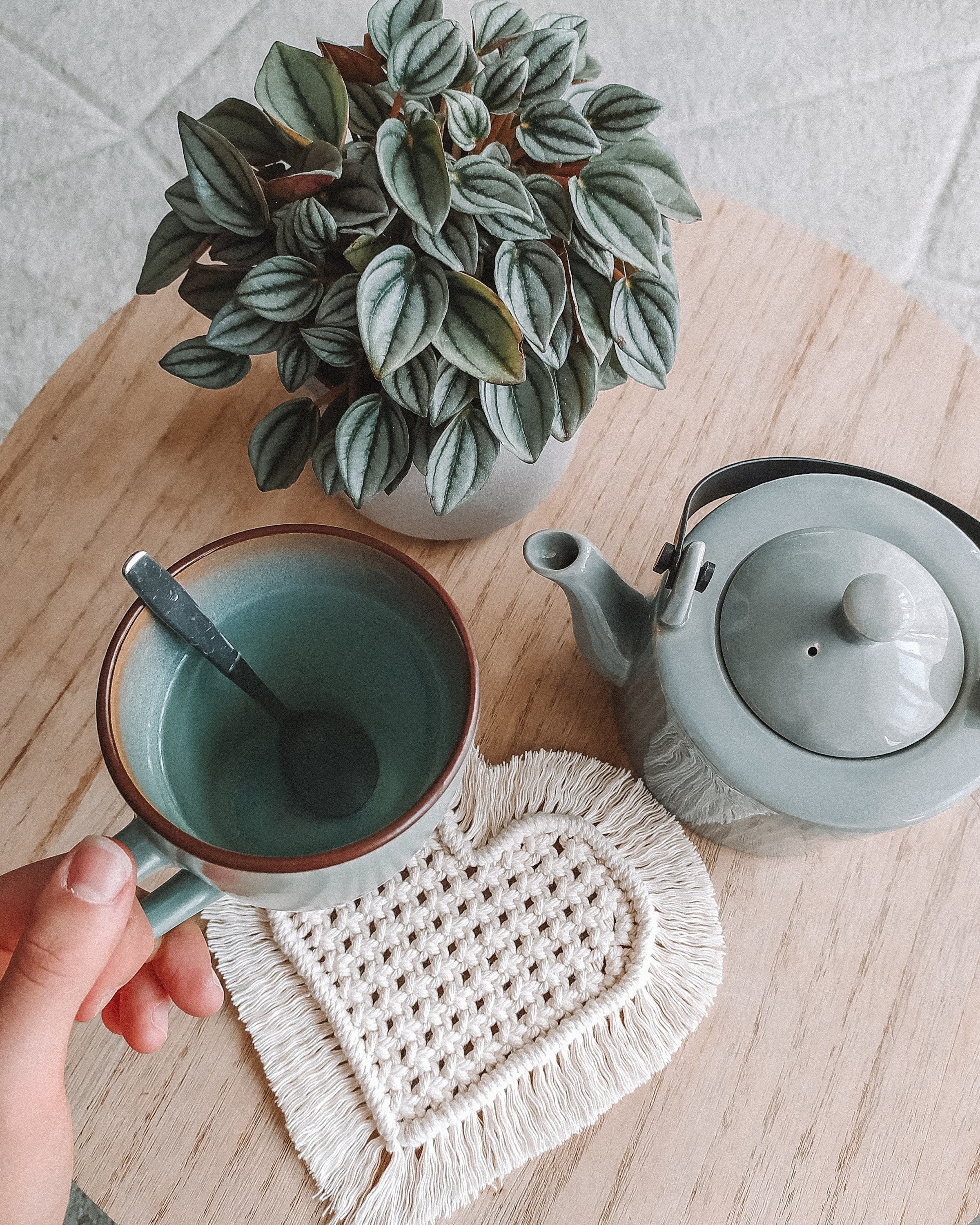 Sous-Verre Coeur en Macramé