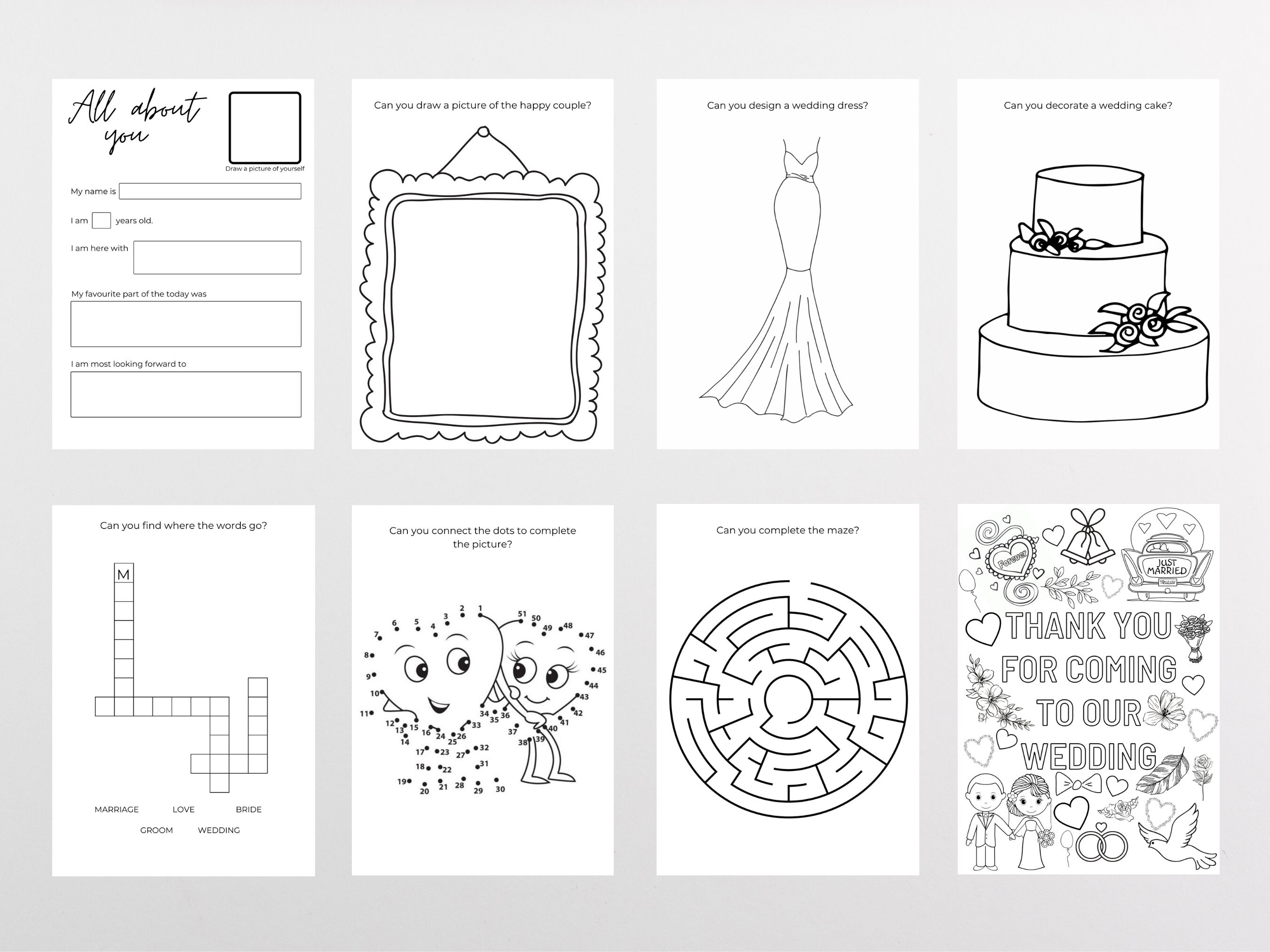 Wedding Activity Pack Kids Activity Pack Kids Wedding Kids Etsy UK