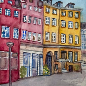 Copenhagen Architecture Watercolor | European Art | Watercolor Illustration Print | Wall Art | Decor