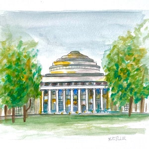 The Great Dome, MIT |Boston, Massachusetts| Kunstdruck | Aquarell Illustration | Landschaft Illustration | Wandkunst | Aquarell Druck