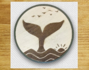 Whale Tail Wood Coaster: Laser Cut & 3D Printed