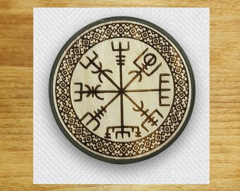 Handmade Runes Coaster: Laser-Cut Wood & 3D Printed Base
