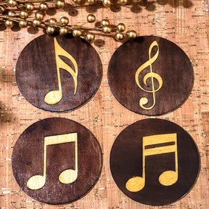 Music Notes Coaster Set, Custom Made Coasters, Unique Gift, Wooden