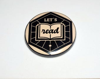 Book Lover Pins: Individual or Set of 6, 2 inch pins, 1 inch pins
