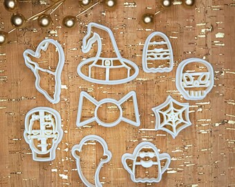 Halloween Clay Cutters: Polymer Clay Cutter, Halloween Collection, Fall Vibes, Individual or 10 Piece Set, Baking, Cookie Cutters