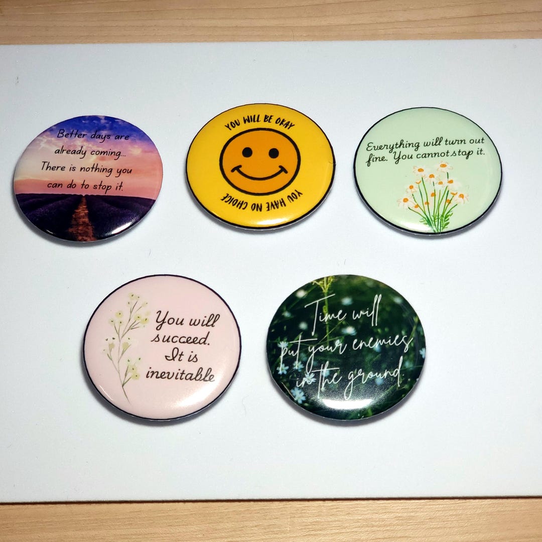 Ominous Positivity Pins: Individual or Set of 5, 2 Inch Pins, 1 Inch ...