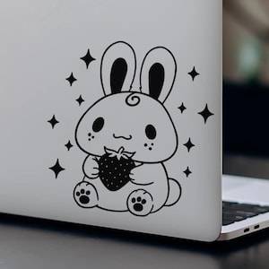 Strawberry Bunny Sticker: Kawaii Vinyl Decal for Laptop, Car, Hydroflask