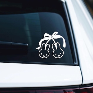 Bunny Cherries Car Decal: Kawaii Girly Bow Vinyl Sticker