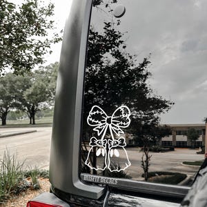 Ghost Bow Car Decal: Spooky Goth Vinyl Bumper Sticker