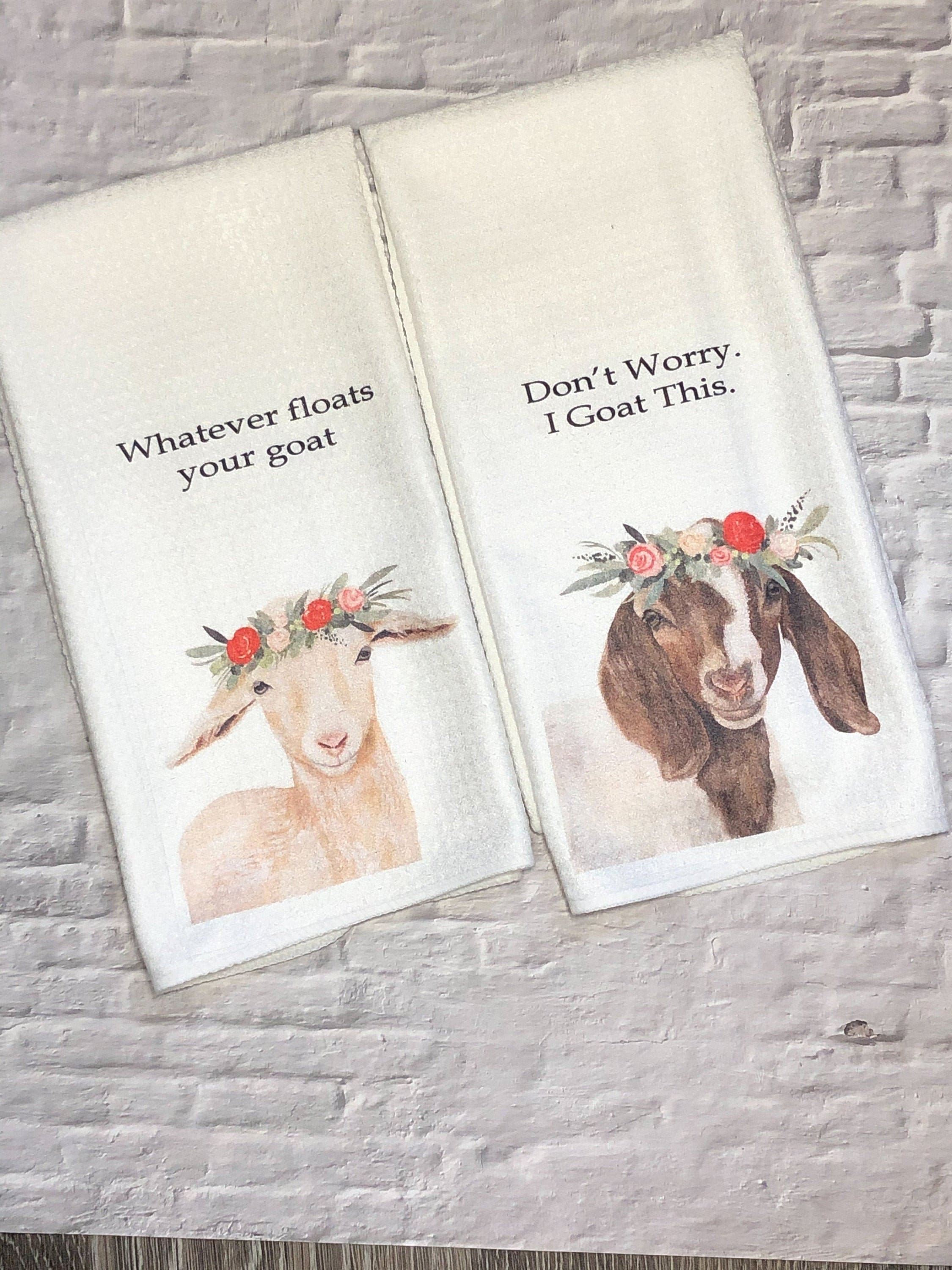 Happy Goats hand towel for gift set for animal lovers Gift Etsy