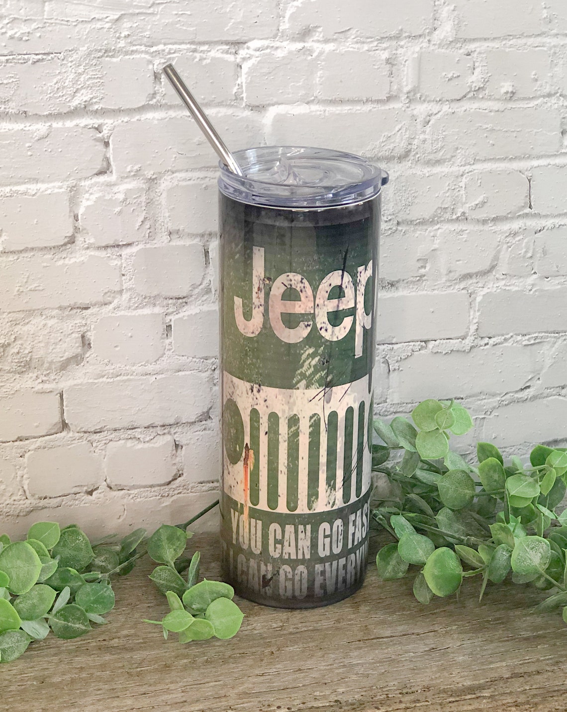 Green Jeep Cup 20 oz. Tumbler Drinkware Jeep You go Fast I go Etsy
