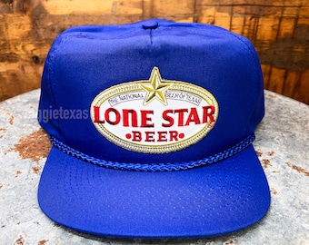 Lone Star Beer Patch on Hat with Leather Strap and Brass Buckle