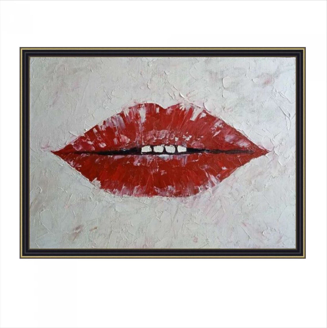 Lips Painting Original Abstract Art Impasto Oil Small Painting Etsy