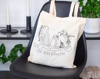 USE LESS PLASTIC tote