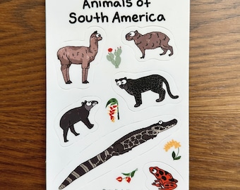 Hoja de pegatinas de animales de América del Sur