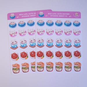 Mug Life: Cute Edition (1), Cute animals in cups planner sticker sheet, Pet stickers, Sticker sheet journal, Stationery lover gift