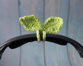 Accessorio per cuffie all'uncinetto a forma di germoglio: decorazione per cuffie fatta a mano