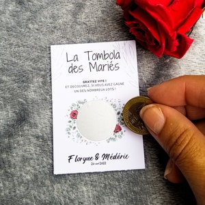 Tombola des mariés, ticket à gratter, jeu pour mariage