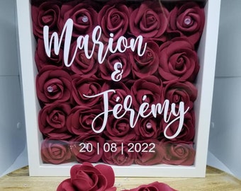 Cadre personnalisé avec fleur cadeau mariage anniversaire fêtes des mères Noël