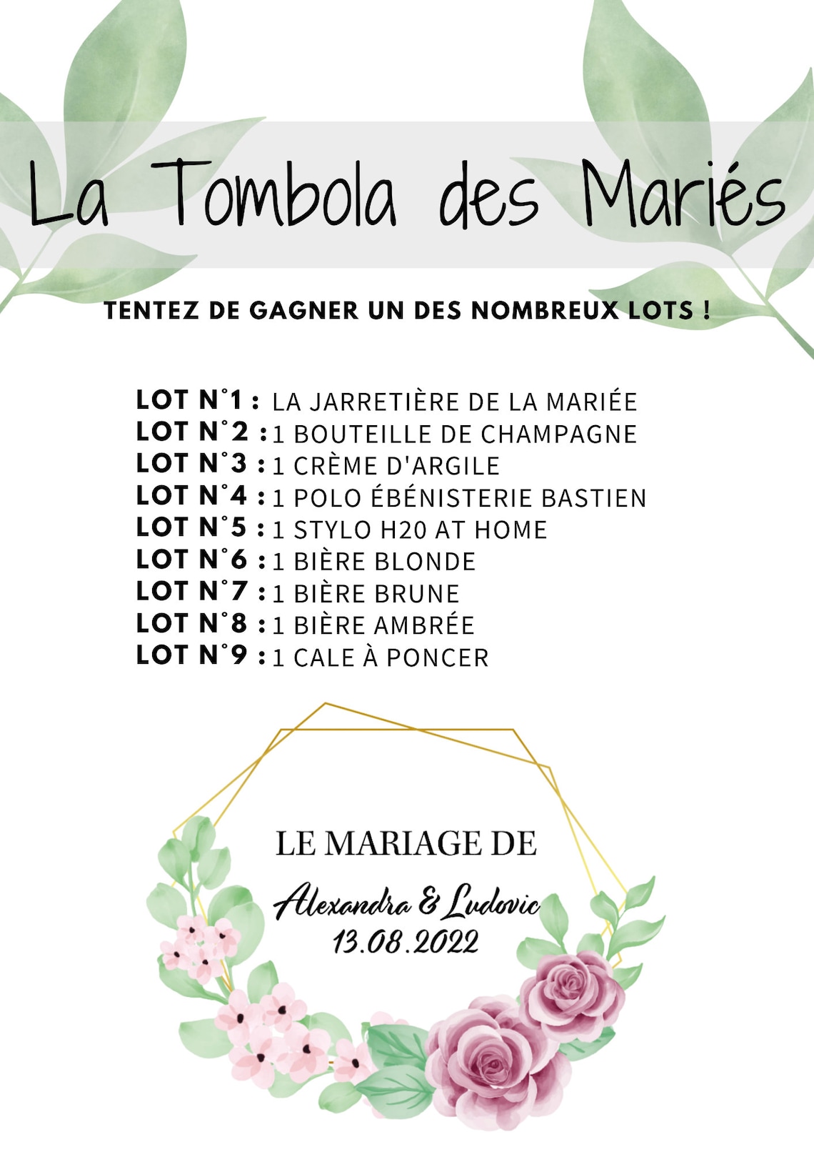 Tombola des mariés ticket à gratter jeu pour mariage Etsy France