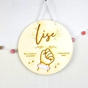 Wooden plate for birth bracelet to hang image 1