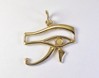 Eye of Horus Pendant Charm - Ancient Egyptian god-18K Solid Gold - Handcrafted in Egypt