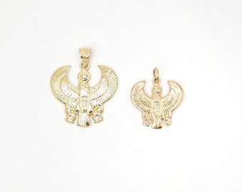 Winged Horus Eagle Pendant- Egyptian Charm-falcon- Ancient Egyptian god - 18K Solid Gold - Handcrafted in Egypt