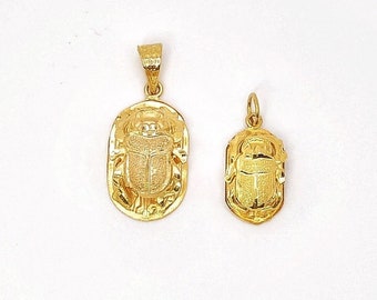 Scarab Hieroglyph Pendant Charm - Ancient Egyptian god-18K Solid Gold - Handcrafted in Egypt