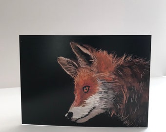 Fox Painting Card | Animal Card | Greetings Card | Digital Drawing | Made in the UK