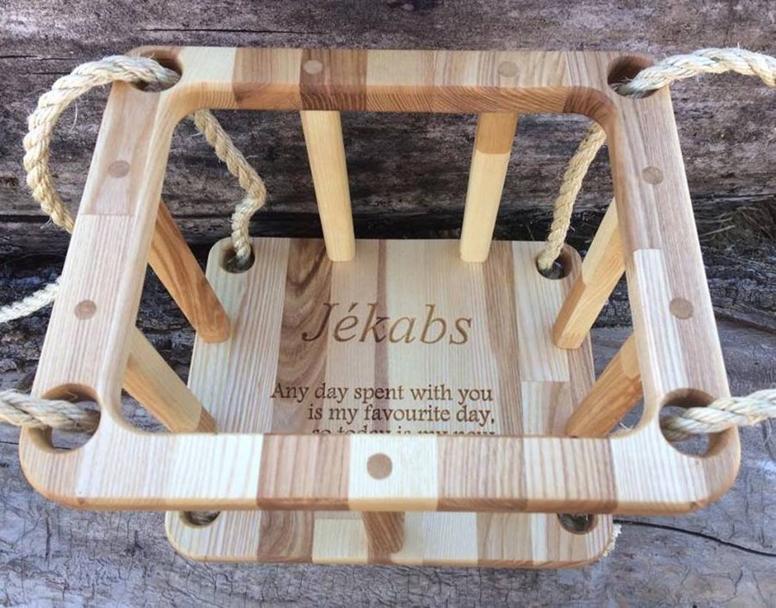 Custom Engraved Wooden Swings Oak Wood Swings Simple Wooden Etsy