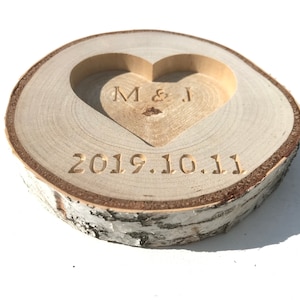 Personalized Ring Holders. Wedding ring holders. Birch ring holders. Rustic ring holders