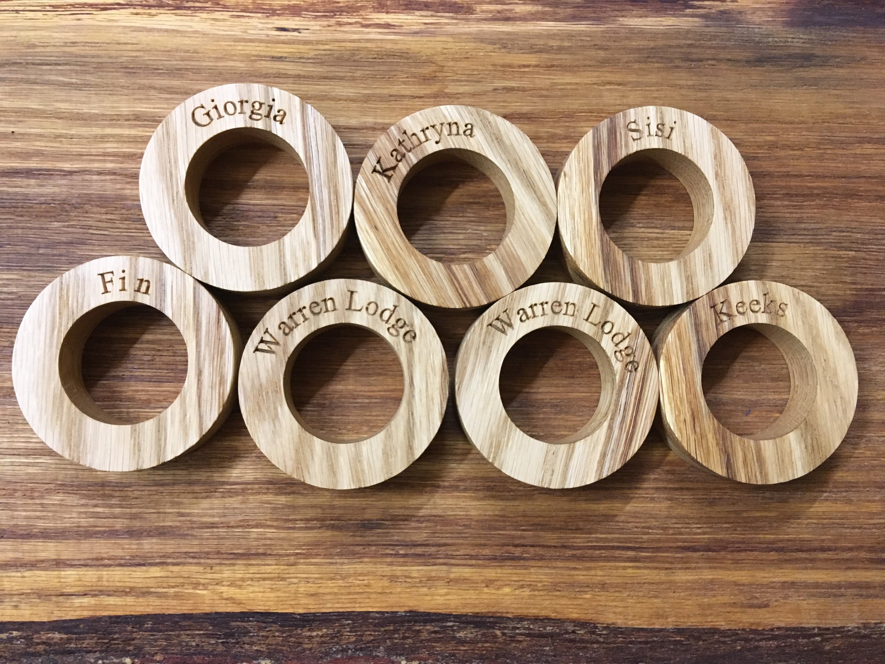Personalised Beautiful Oak wood Napkin rings holders Etsy