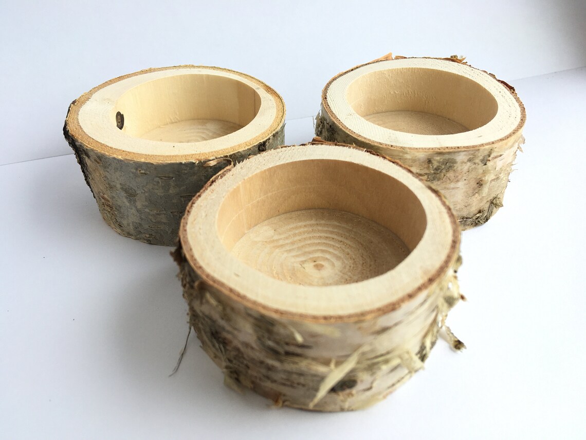 Set of 20 Birch wood tea light holders Etsy