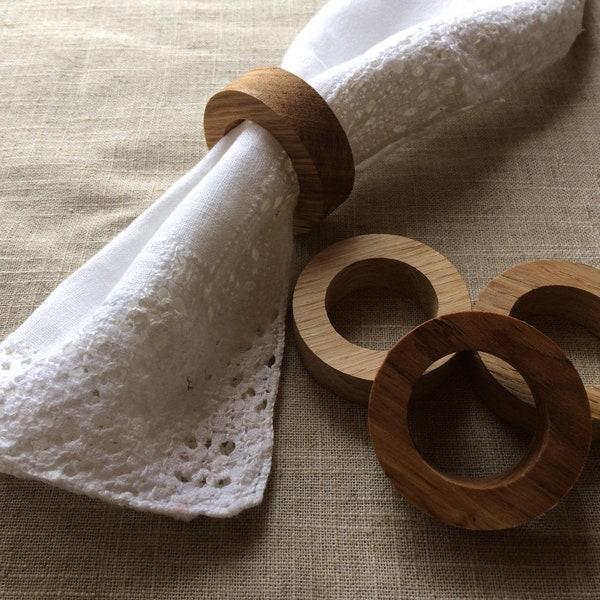 Oak Wood Napkin Rings Holders