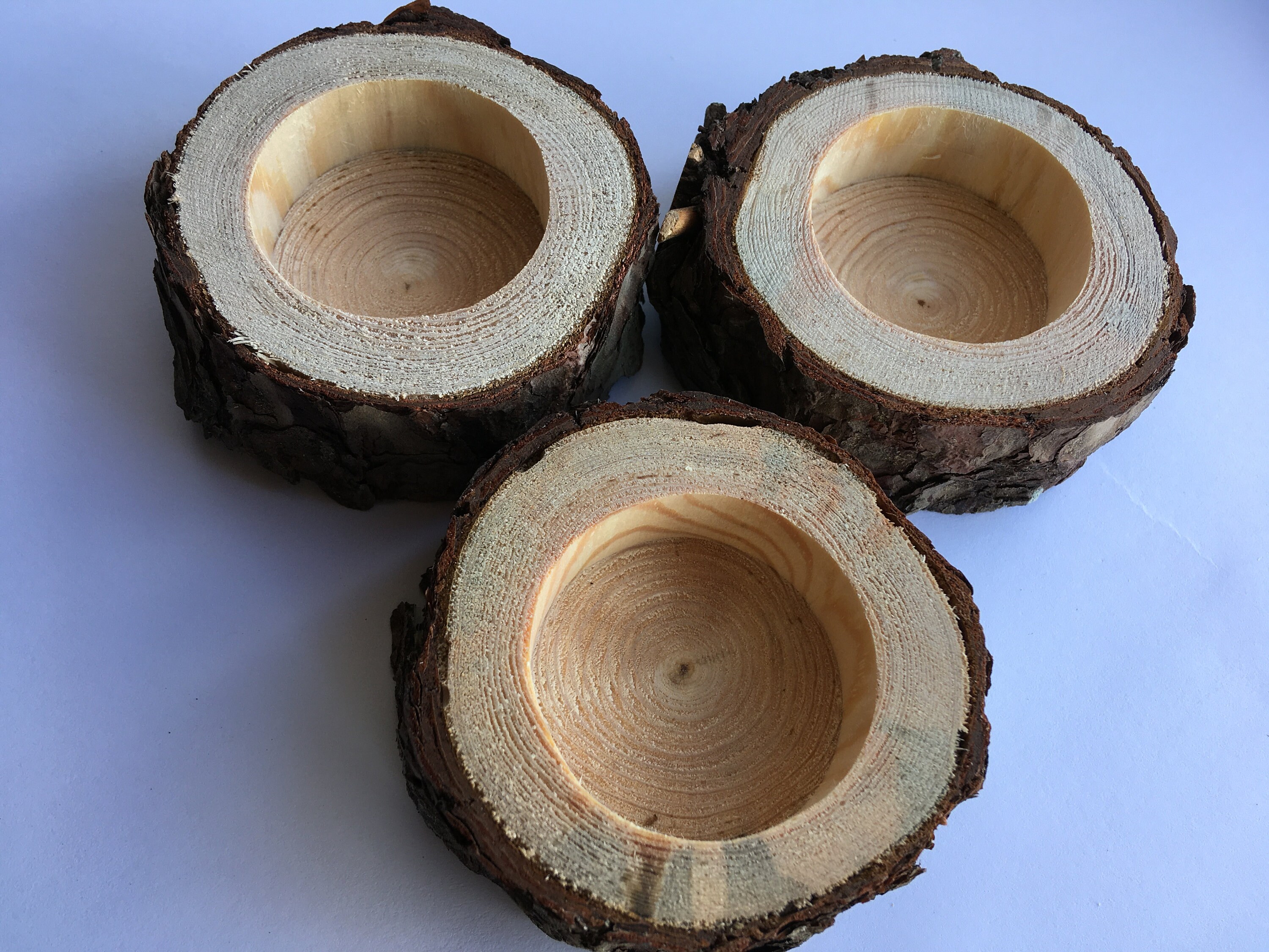Set of 10 Pine wood tea light holders Etsy