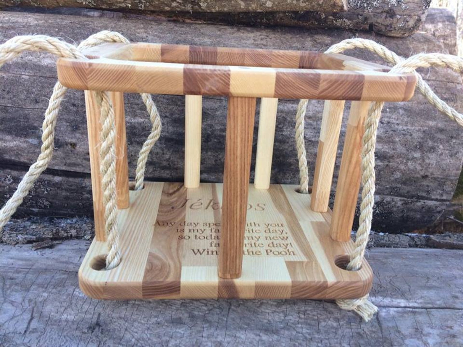 Custom Engraved Wooden Swings Oak Wood Swings Simple Wooden Etsy