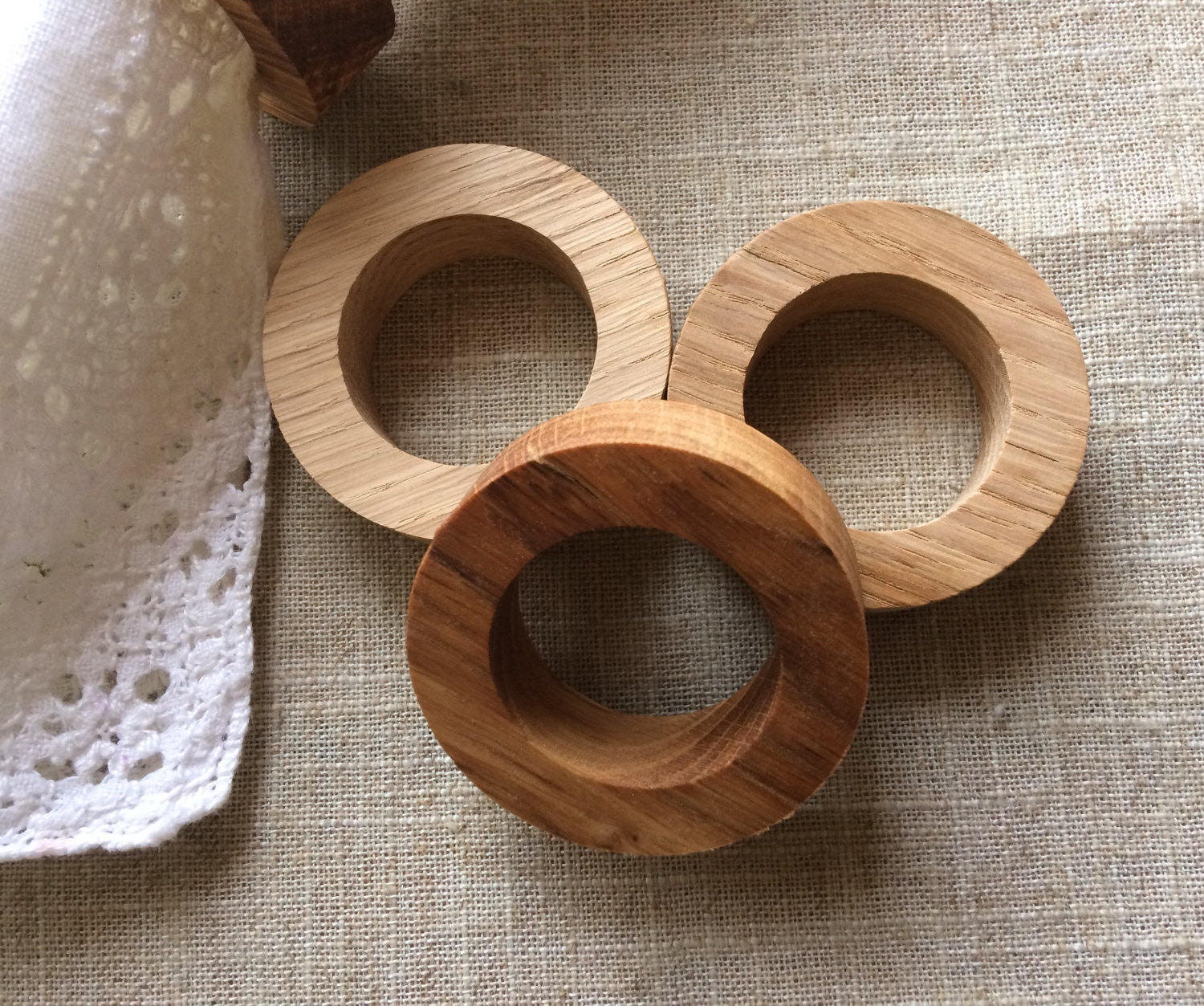 Oak Wood Napkin Rings Holders Etsy UK