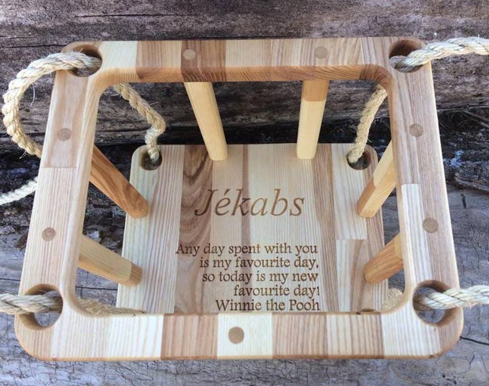 Custom Engraved Wooden Swings Oak Wood Swings Simple Wooden Etsy