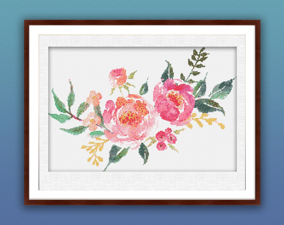 Flower Cross Stitch Pattern Bouquet Cross Stitch Flower Etsy