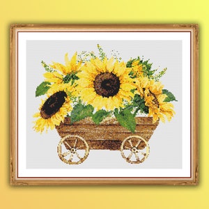 Sunflowers Counted Cross Stitch PDF Pattern, Bouquet Cross Stitch, Flower Arrangement Cross Stitch, Floral Pattern, Daisy Flowers