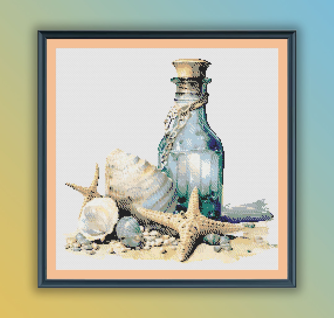 Nautical Watercolor Sea Shells Cross Stitch Pattern: PDF Chart for ...