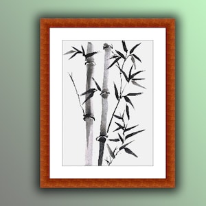 Watercolor Bamboo Tree Cross Stitch Pattern: Japanese Needlepoint (PDF Pattern)