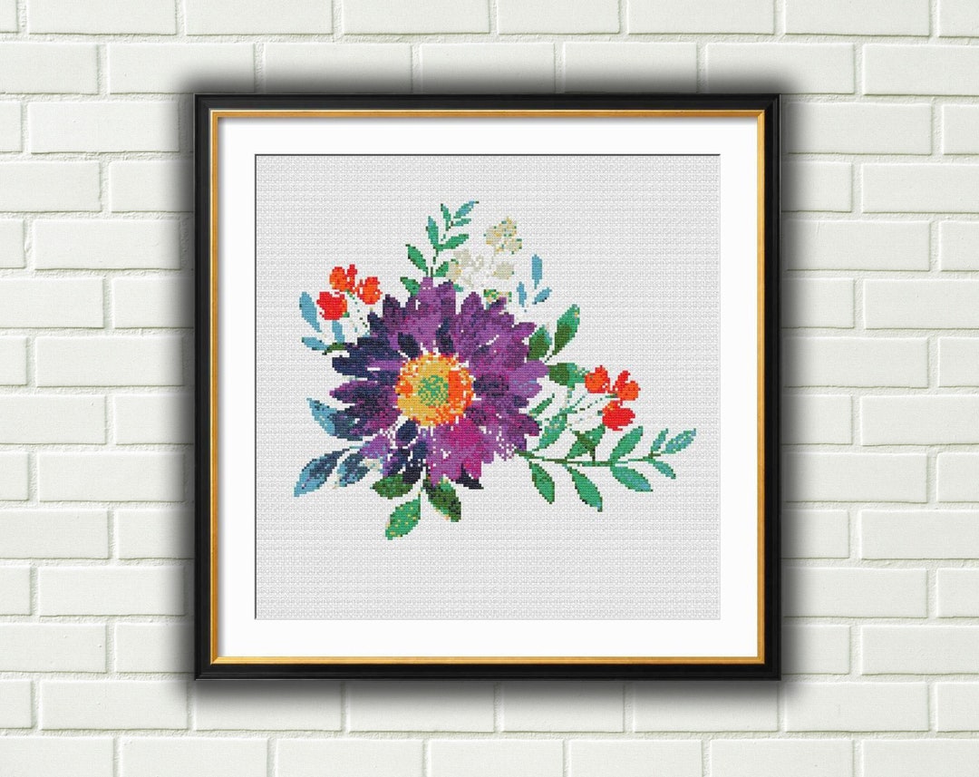 Flower Cross Stitch Pattern Bouquet Cross Stitch Flower Etsy