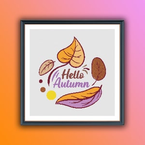 Autumn Leaves Counted Cross Stitch PDF Pattern, Fall Cross Stitch, Maple Leaves, Acorn, Autumn Hand Embroidery, Needlepoint